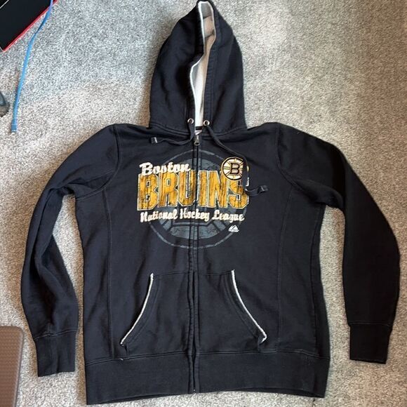 Woman’s Boston Bruins NHL fleece hoodie hooded sweatshirt jacket XL sewn patch - Picture 1 of 5
